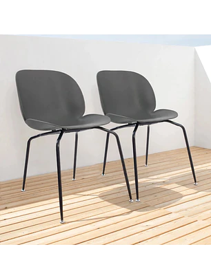 Set 2 Sillas Beetle Gris con Patas Negras para Terraza