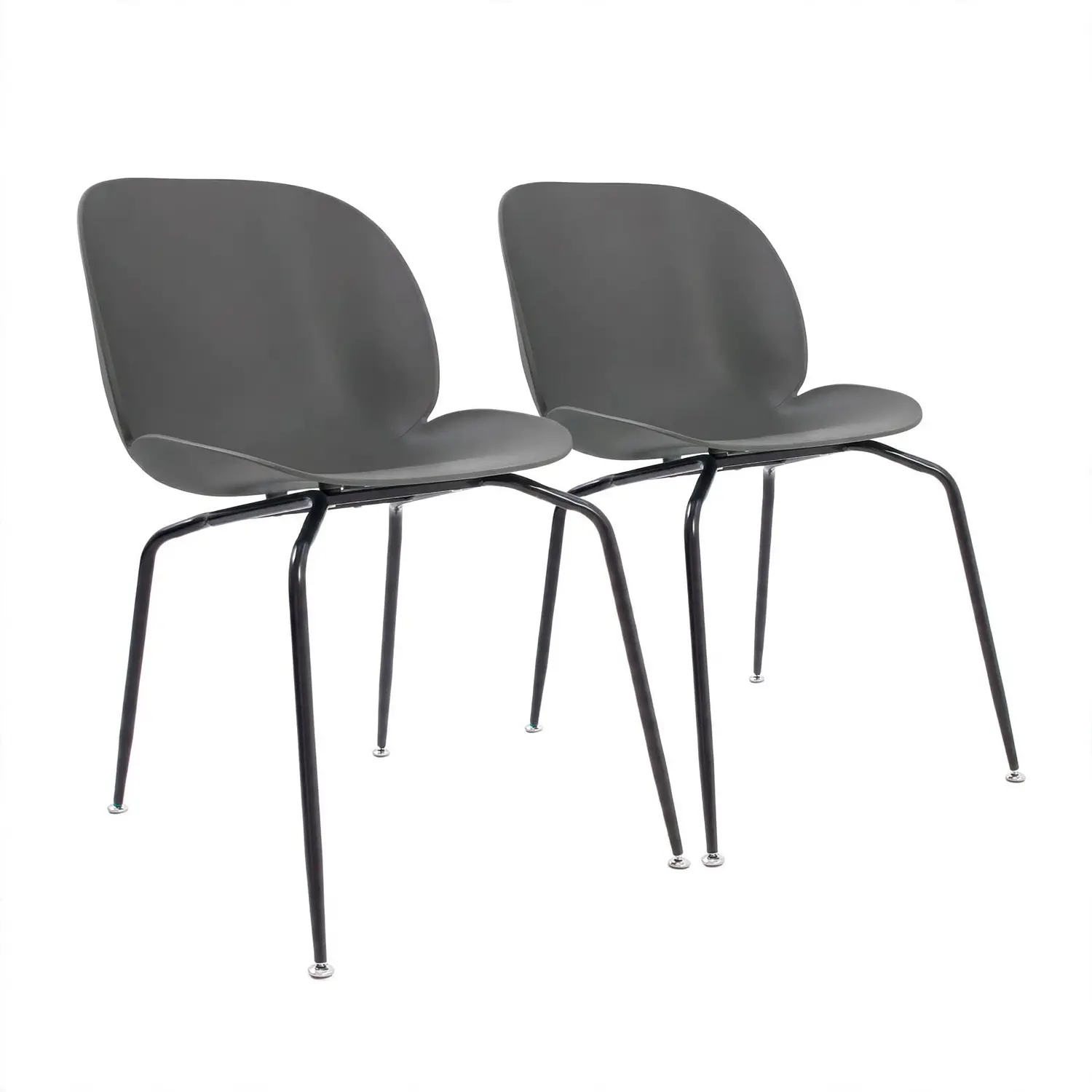 Set 2 Sillas Beetle Gris con Patas Negras para Terraza 2