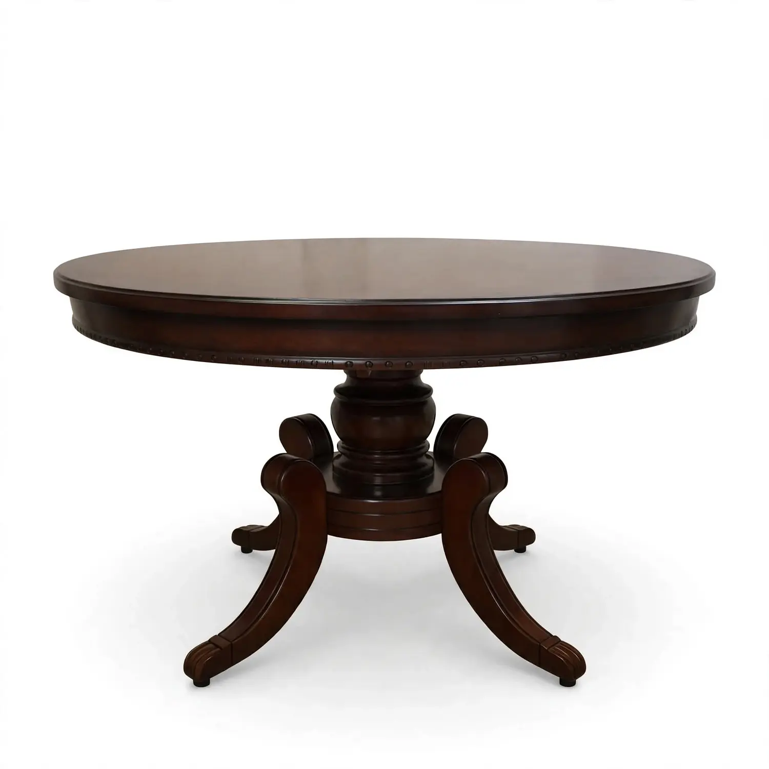 Comedor Redondo Clásico de Madera Caoba con 4 Sillas 27