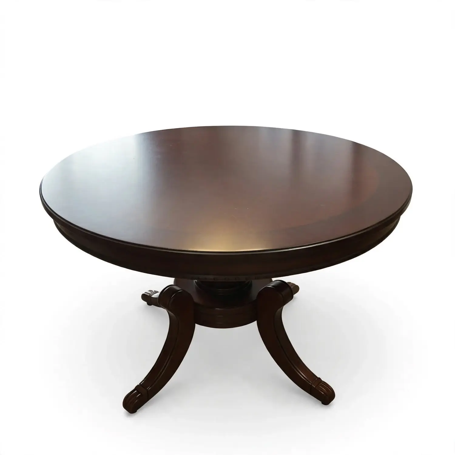 Comedor Redondo Clásico de Madera Caoba con 4 Sillas 28