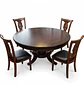Comedor Redondo Clásico de Madera Caoba con 4 Sillas - Miniatura 5