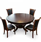 Comedor Redondo Clásico de Madera Caoba con 4 Sillas - Miniatura 8