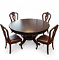 Comedor Redondo Clásico de Madera Caoba con 4 Sillas - Miniatura 11