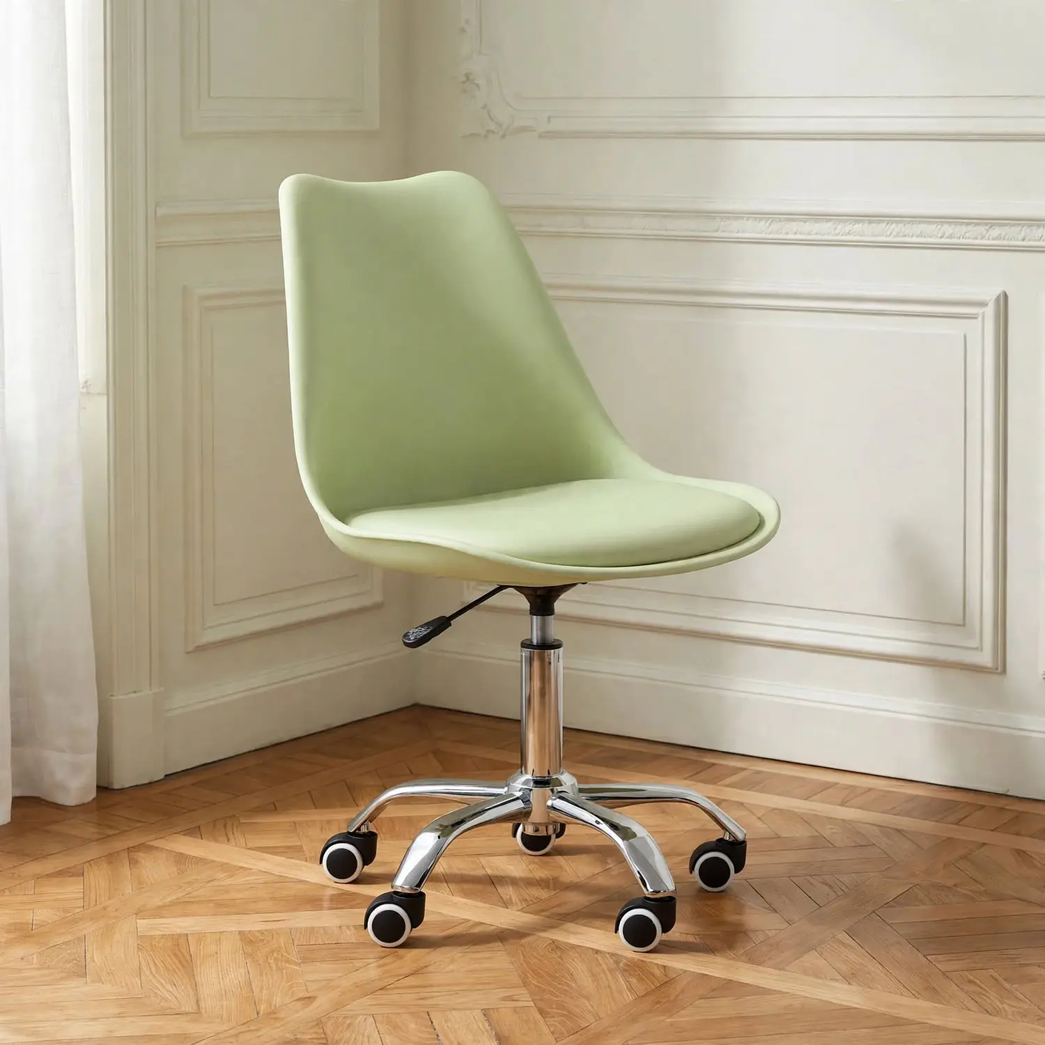 Silla Tulip con Ruedas Giratoria para Oficina, Salón de belleza y Manicura  8