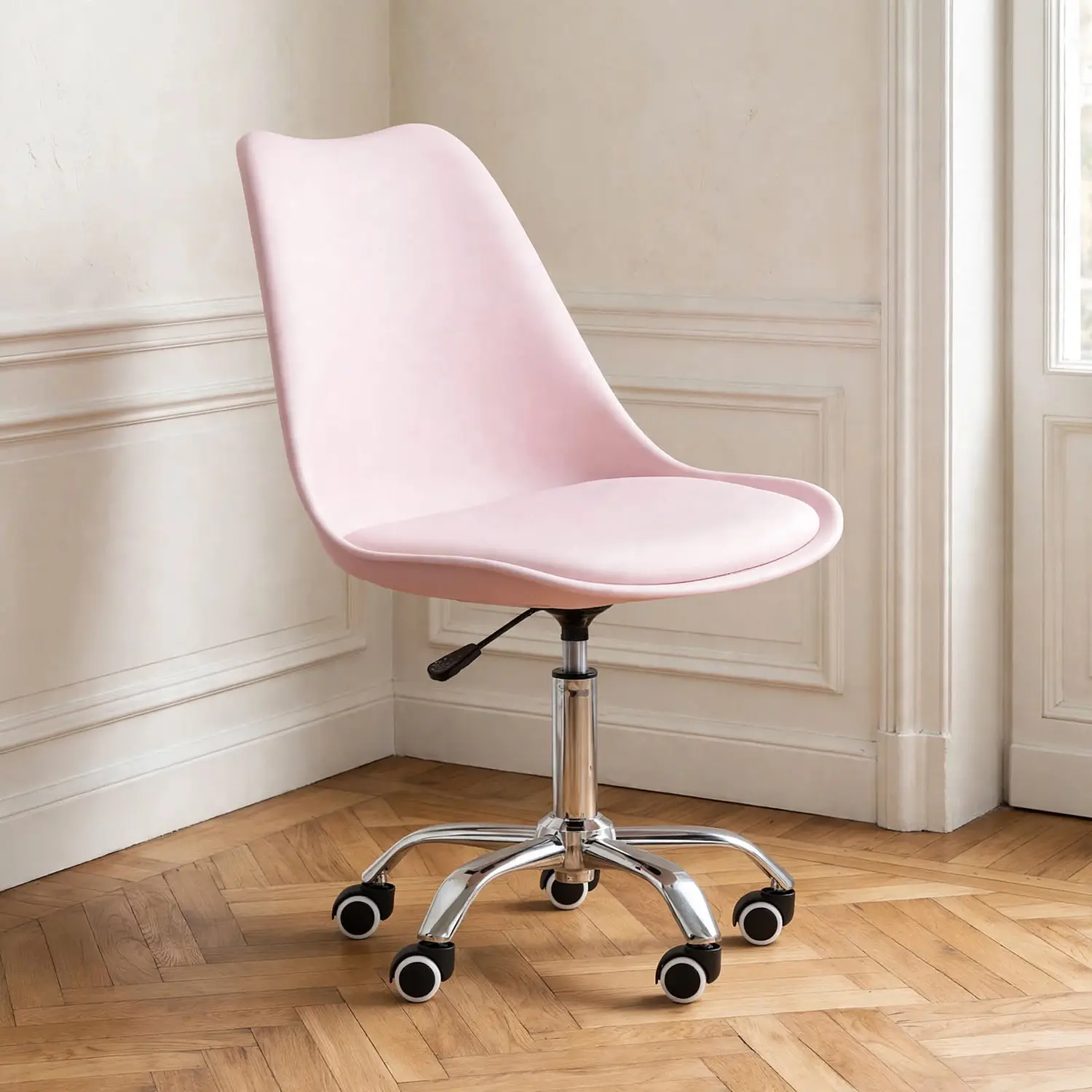 Silla Tulip con Ruedas Giratoria para Oficina, Salón de belleza y Manicura  6