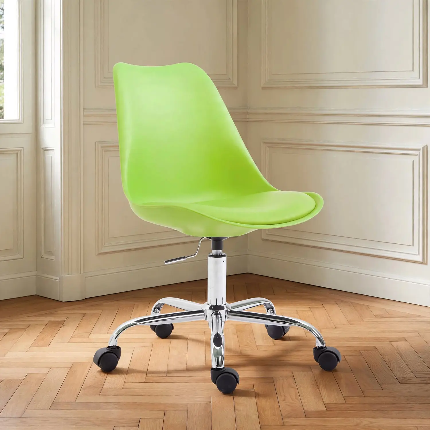 Silla Tulip con Ruedas Giratoria para Oficina, Salón de belleza y Manicura  1