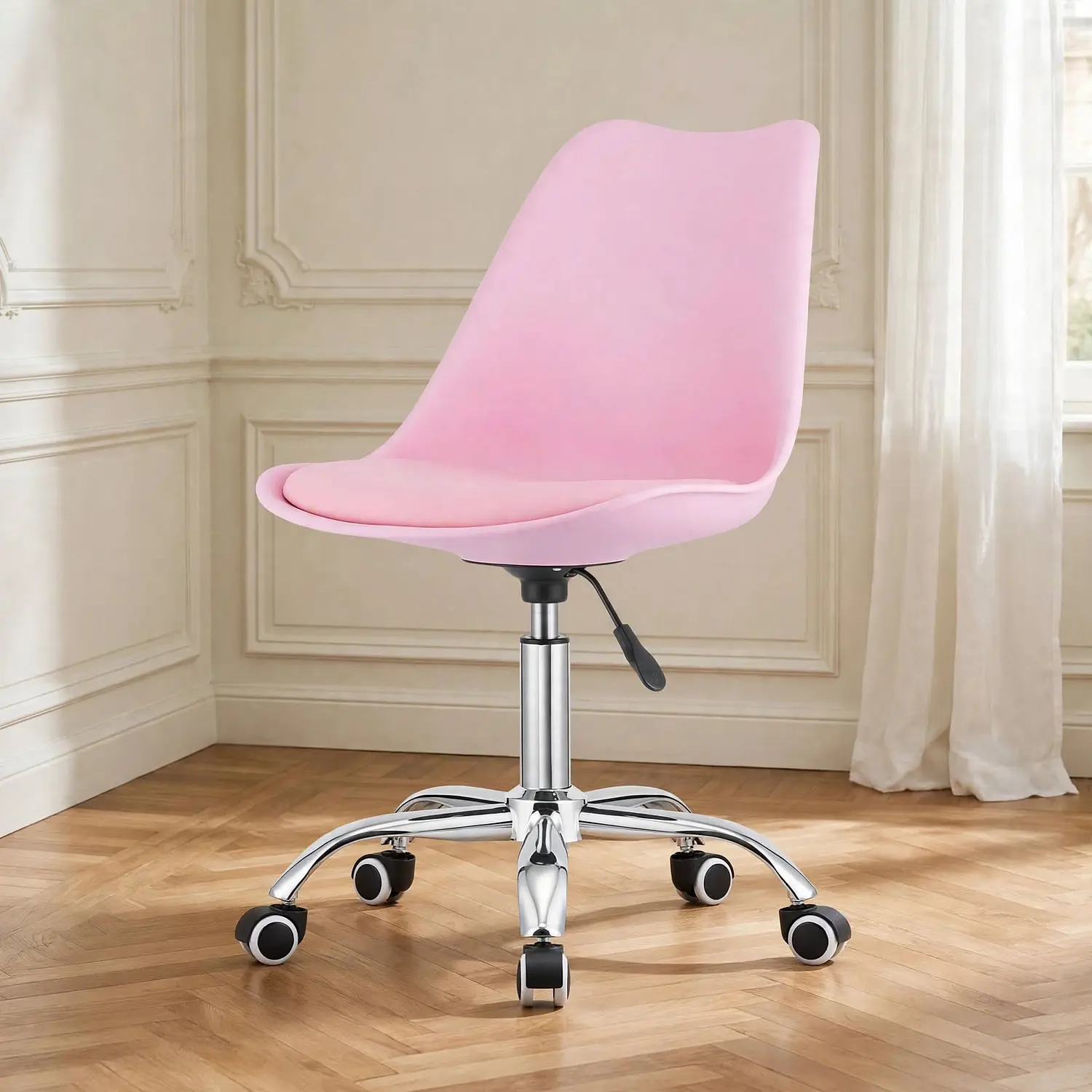 Silla Tulip con Ruedas Giratoria para Oficina, Salón de belleza y Manicura  4