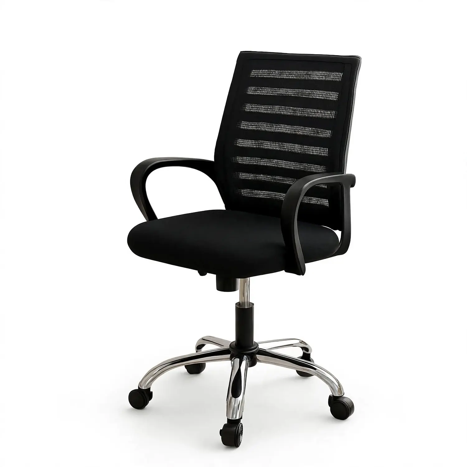 Silla de Escritorio Secretarial Ergonómica Negra con Brazos 3