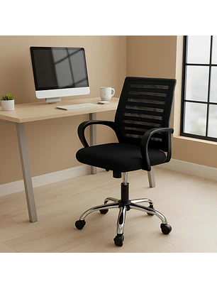 Silla de Escritorio Secretarial Ergonómica Negra con Brazos