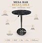 Mesa Alta Regulable Negra Efecto Mármol para Bar y Cafetería - Miniatura 2