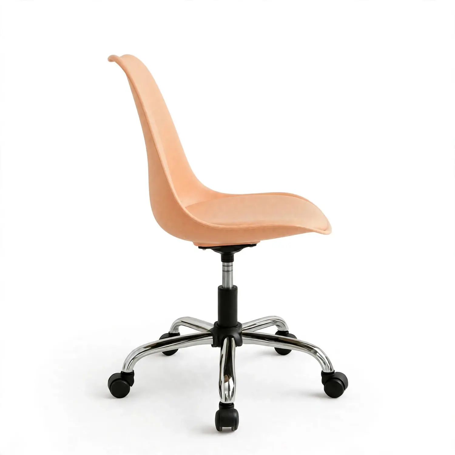 Silla Tulip con Ruedas Salmón para Manicure y Salón de Belleza 5