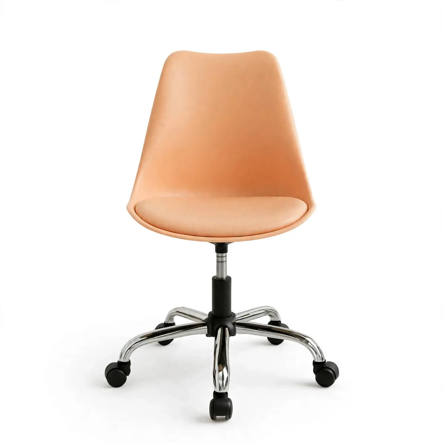 Silla Tulip con Ruedas Salmón para Manicure y Salón de Belleza 4