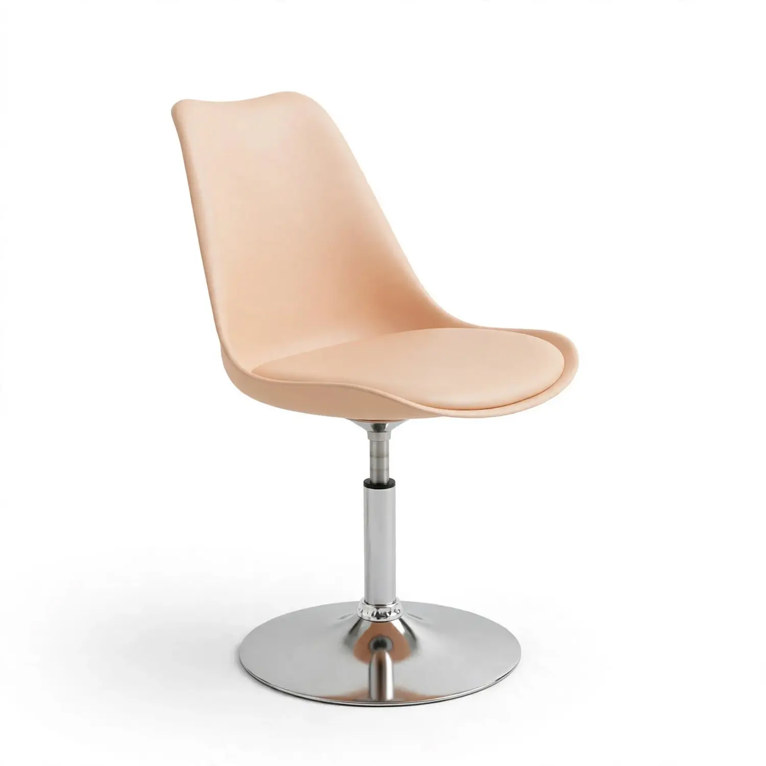 Silla Tulip Salmón Giratoria con Base Circular Cromada 2