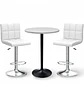 Set Mesa de Bar Redonda Base Negra con 2 Taburetes Regulables Cromado  - Miniatura 4