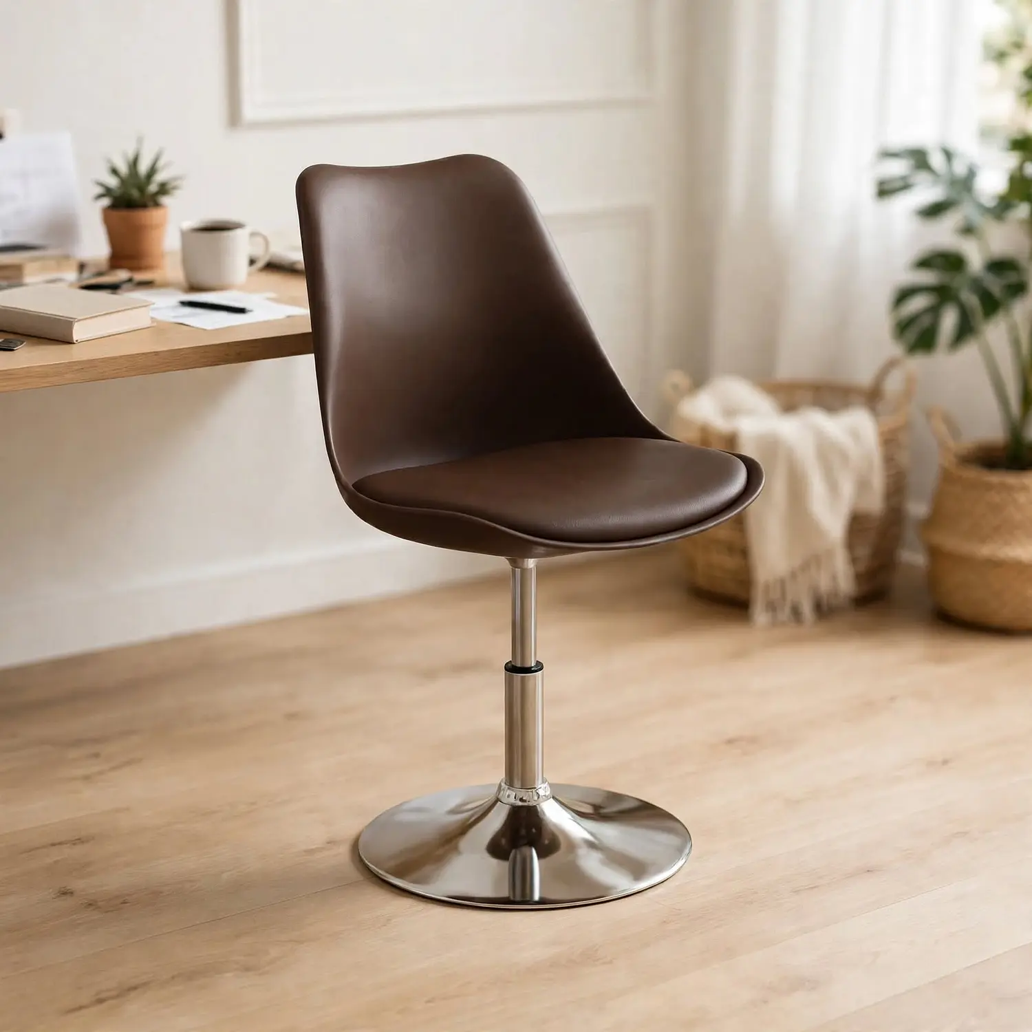 Silla de Manicure Profesional Tulip Cafe con Base Cromada para Salón de Belleza 1