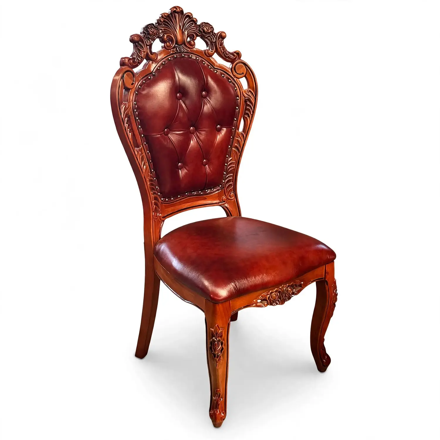 Silla de Comedor Praga de Madera Americana Cuero Capitoné 4