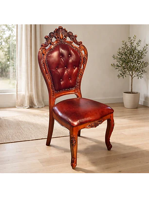 Silla de Comedor Praga de Madera Americana Cuero Capitoné
