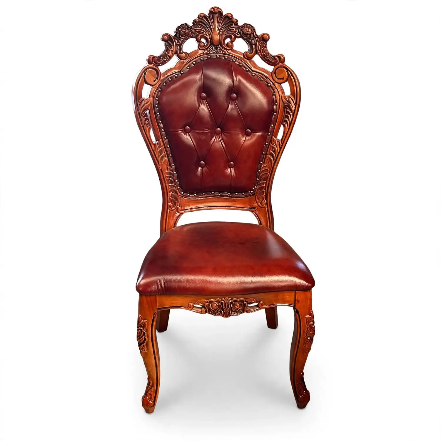 Silla de Comedor Praga de Madera Americana Cuero Capitoné 3