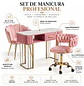 Set de Manicura Profesional Rosado con Mesa y 2 Sillas Fija y con Ruedas - Miniatura 2
