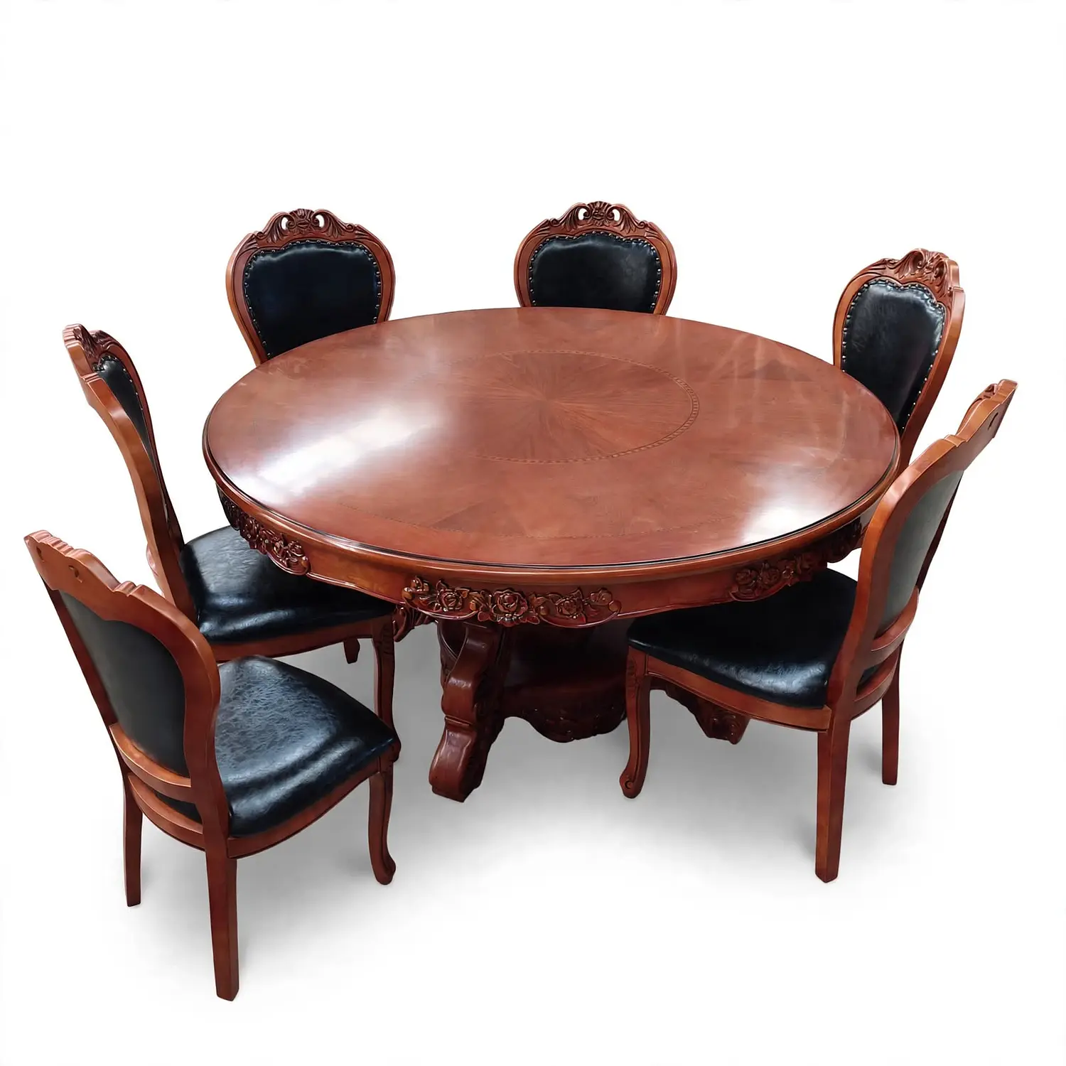 Comedor Redondo 6 Sillas de Madera Clásico Elegante 2