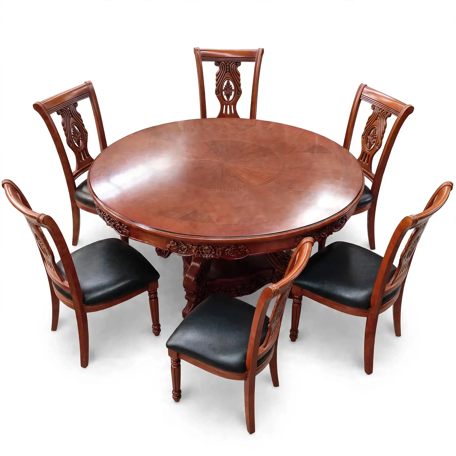 Comedor Redondo 6 Sillas de Madera Clásico Elegante 5