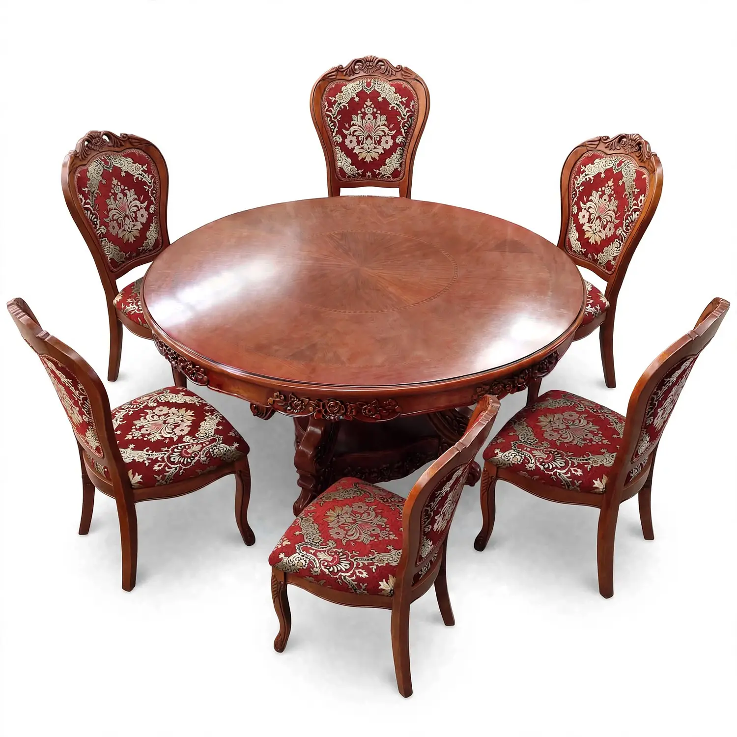 Comedor Redondo 6 Sillas de Madera Clásico Elegante 17