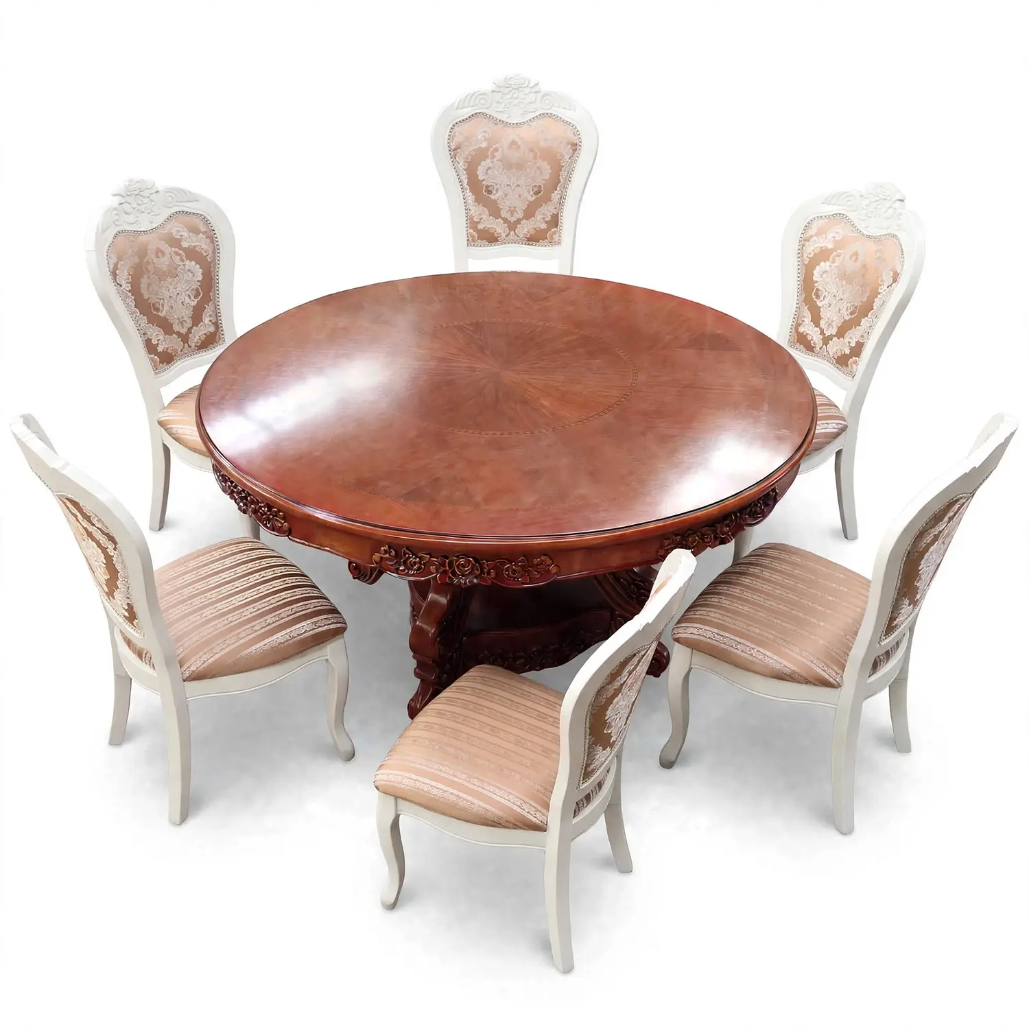 Comedor Redondo 6 Sillas de Madera Clásico Elegante 20