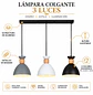 Lámpara Colgante 3 Luces de Aluminio Gris Blanco Negro - Miniatura 2