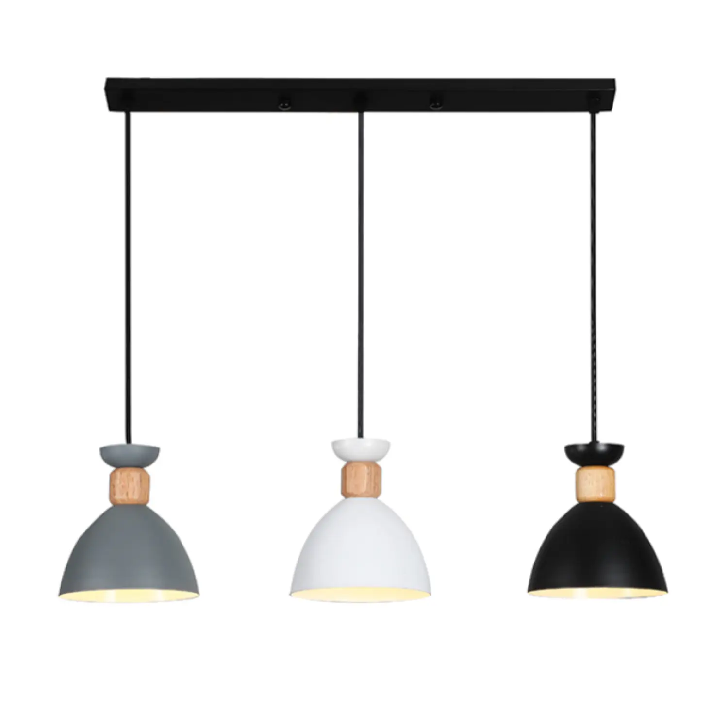 Lámpara Colgante 3 Luces de Aluminio Gris Blanco Negro 3