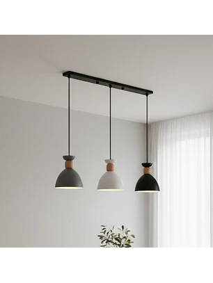 Lámpara Colgante 3 Luces de Aluminio Gris Blanco Negro