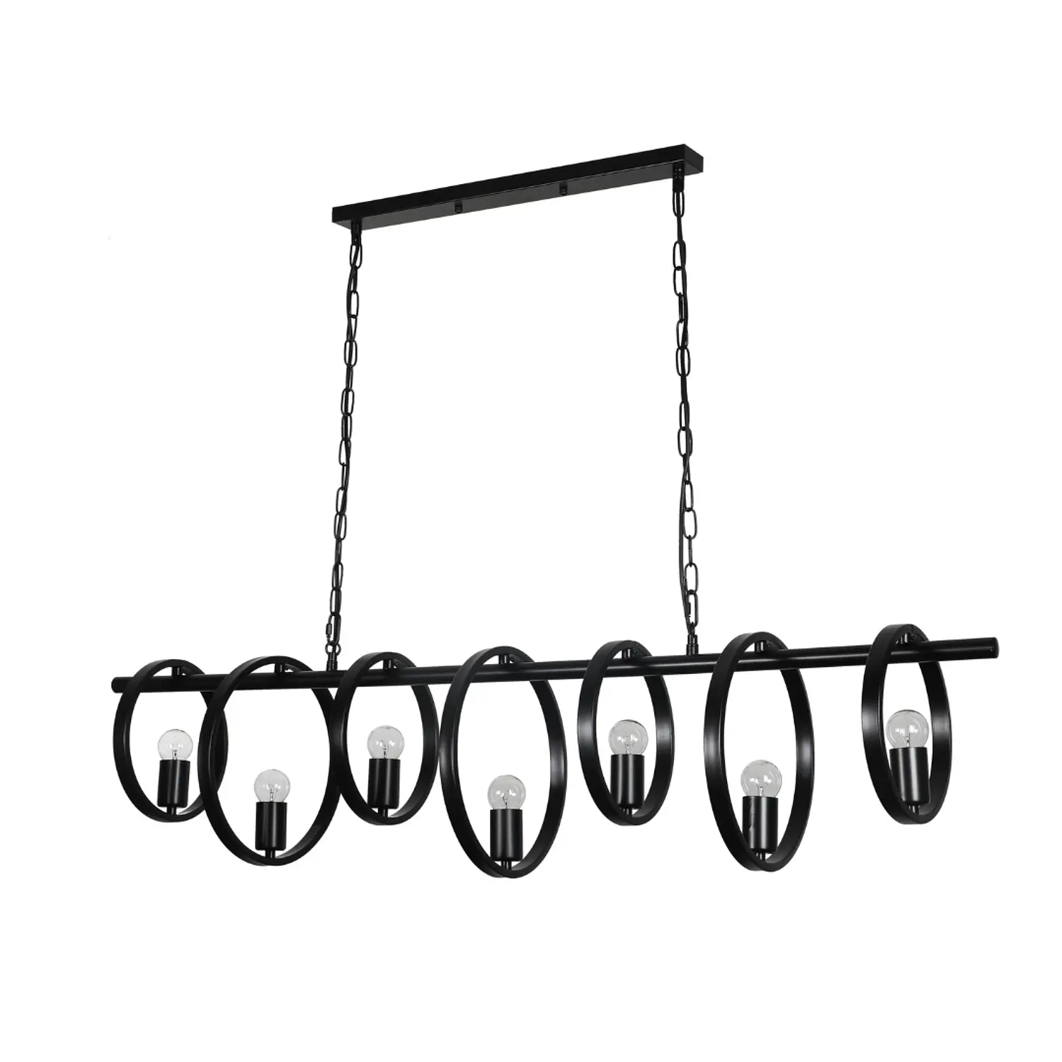 Lámpara Colgante Decorativa 7 Círculos Negro Moderna 3