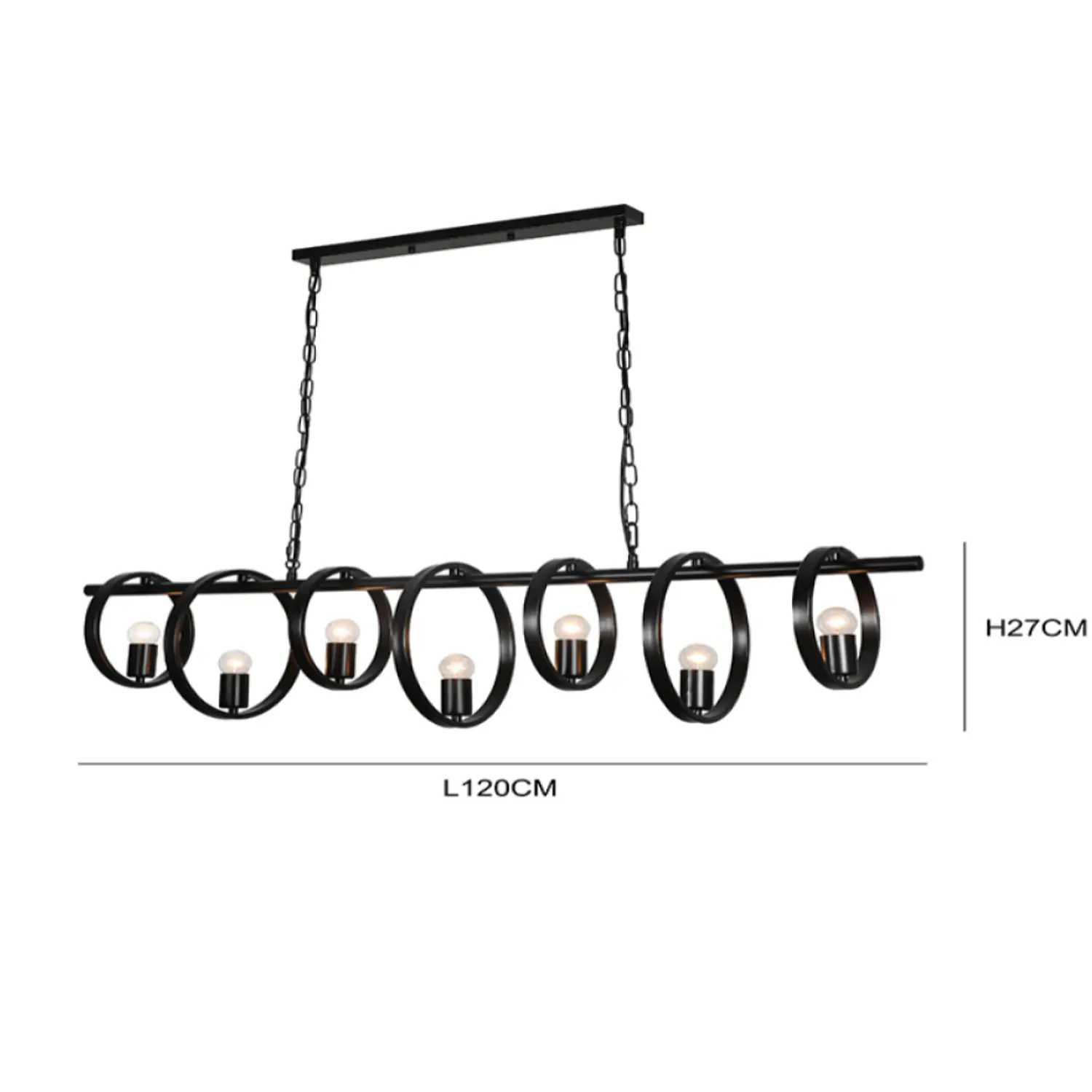 Lámpara Colgante Decorativa 7 Círculos Negro Moderna 4