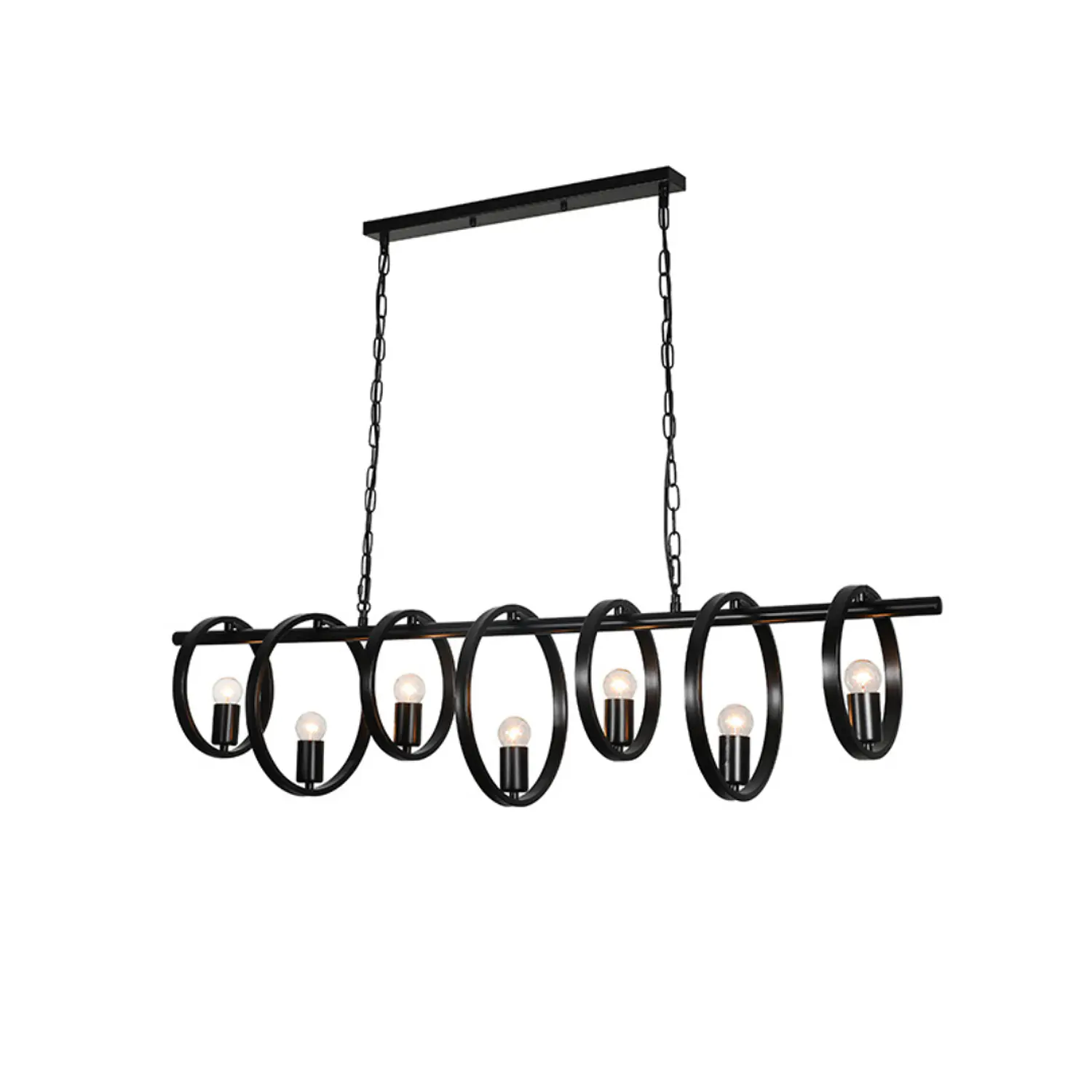 Lámpara Colgante Decorativa 7 Círculos Negro Moderna 5