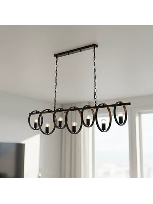 Lámpara Colgante Decorativa 7 Círculos Negro Moderna
