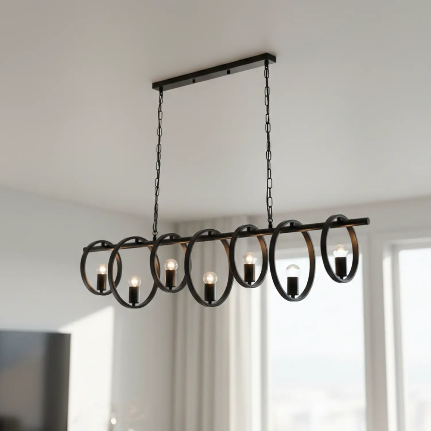 Lámpara Colgante Decorativa 7 Círculos Negro Moderna 1