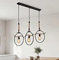 Lámpara Colgante 3 Luces Industrial Cáñamo y Aluminio - Miniatura 1