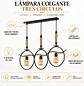Lámpara Colgante 3 Luces Industrial Cáñamo y Aluminio - Miniatura 2