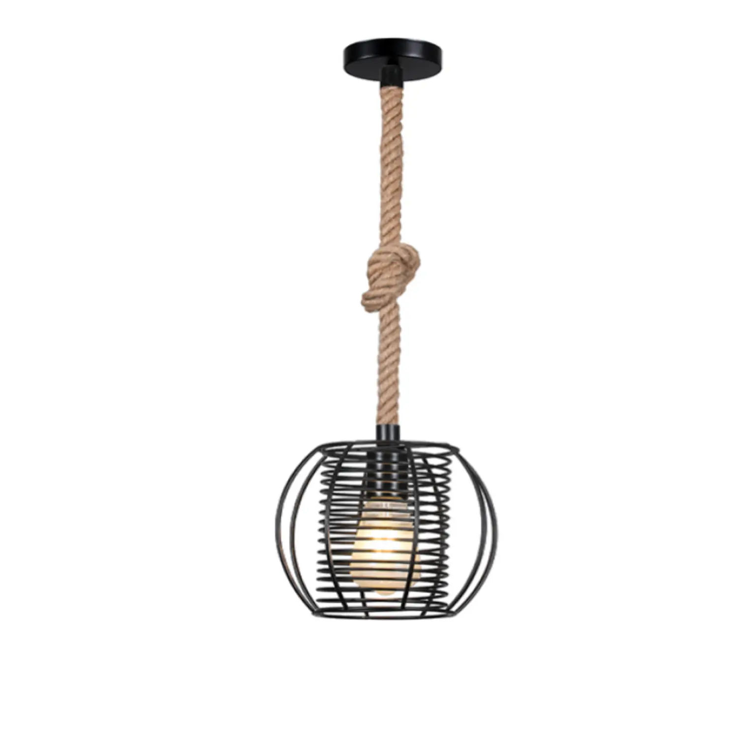 Lámpara Colgante de Metal Negro con Cesta Espiral Decorativa 3