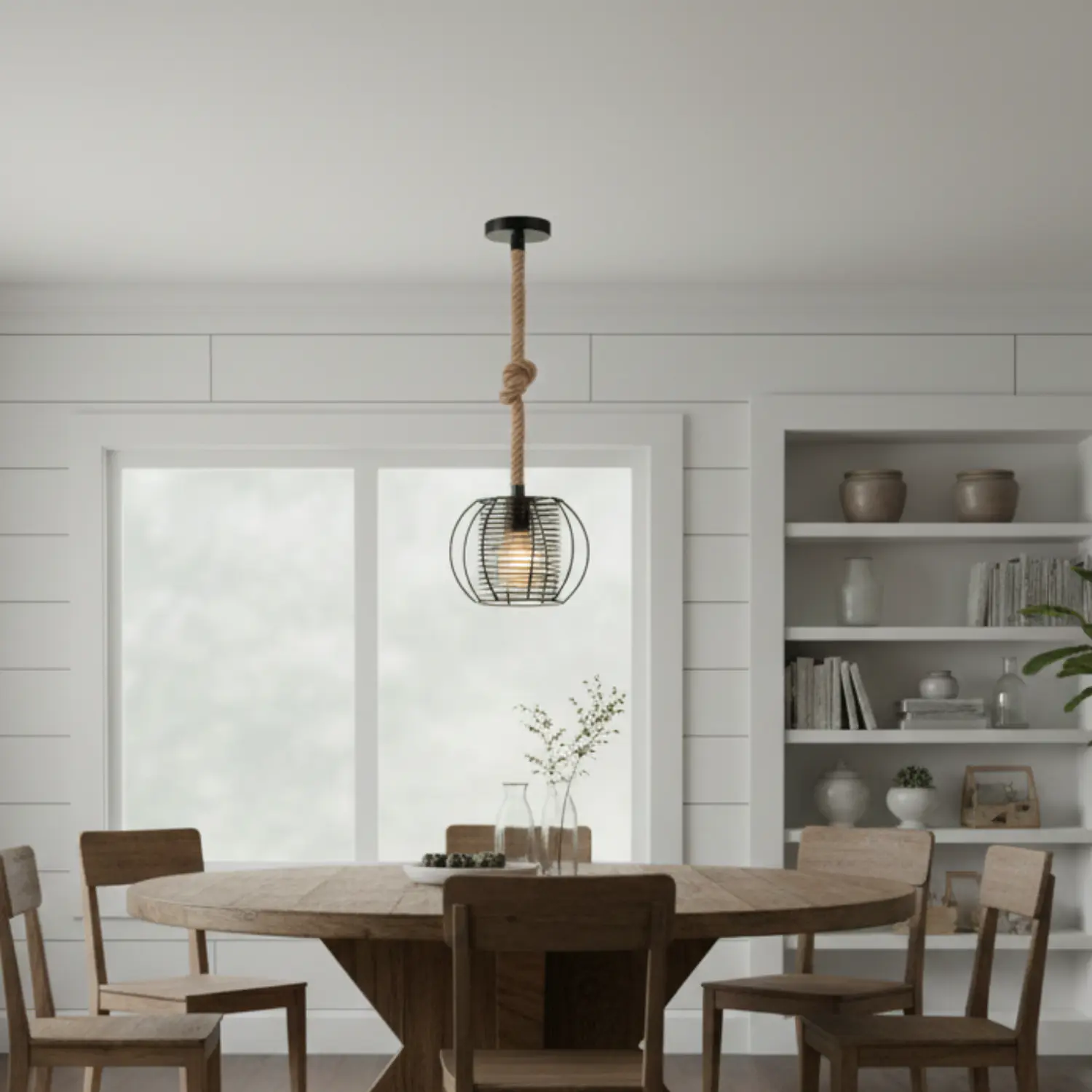 Lámpara Colgante de Metal Negro con Cesta Espiral Decorativa 4
