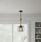 Lámpara Colgante de Metal Negro con Cesta Espiral Decorativa - Miniatura 1
