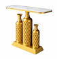 Arrimo Moderno con 3 Jarrones Dorados Decorativos y Tapa Blanca - Miniatura 3