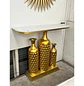 Arrimo Moderno con 3 Jarrones Dorados Decorativos y Tapa Blanca - Miniatura 5