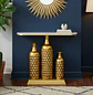 Arrimo Moderno con 3 Jarrones Dorados Decorativos y Tapa Blanca - Miniatura 1