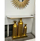 Arrimo Moderno con 3 Jarrones Dorados Decorativos y Tapa Blanca - Miniatura 6