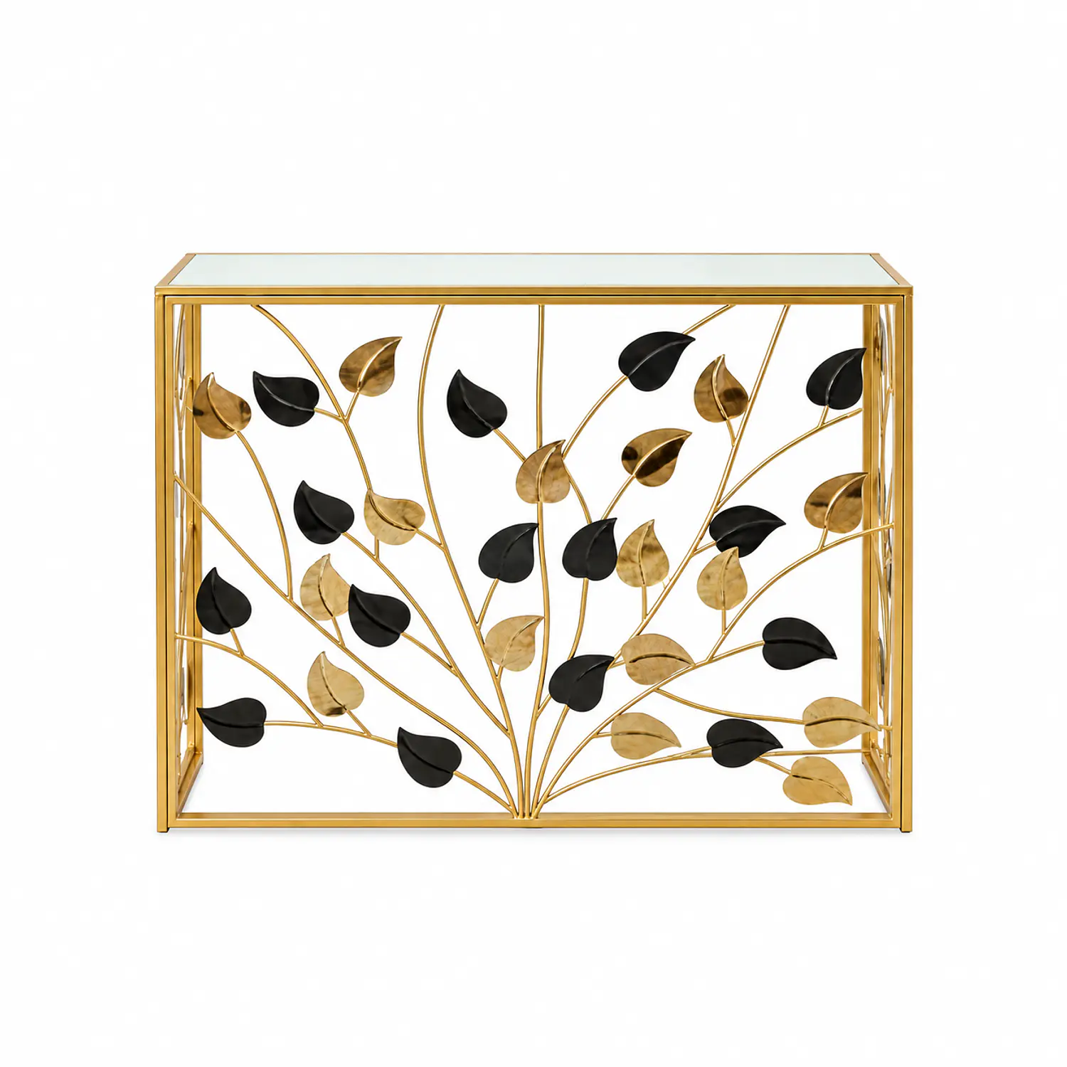 Arrimo Dorado con Diseño de Hojas y Tapa Blanca Elegante 3