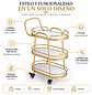 Carrito de Bar de 3 Pisos con Acabado Dorado - Miniatura 2
