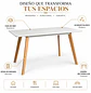 Mesa Tulip Rectangular Blanca MDF y Madera 120 cm  - Miniatura 2