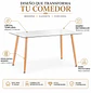 Mesa de Comedor Rectangular de Cristal con Patas Color Madera - Miniatura 2