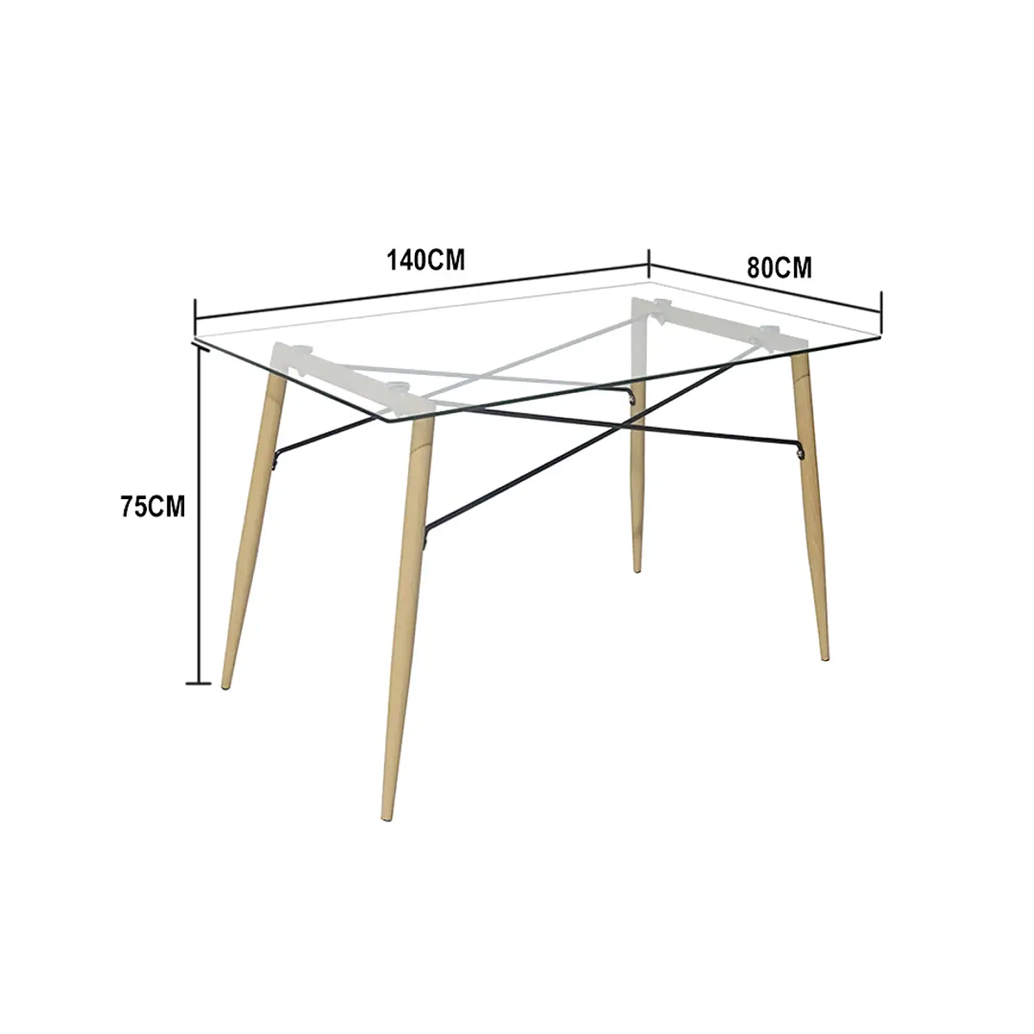 Mesa Rectangular de Vidrio Eiffel 120x80 cm 4