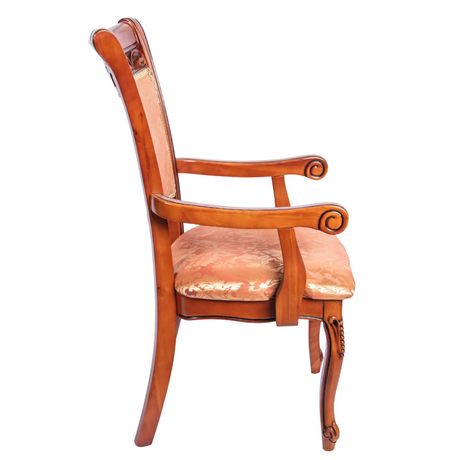 Silla de Comedor Sitial Color Caoba Tallada con Brazos 4